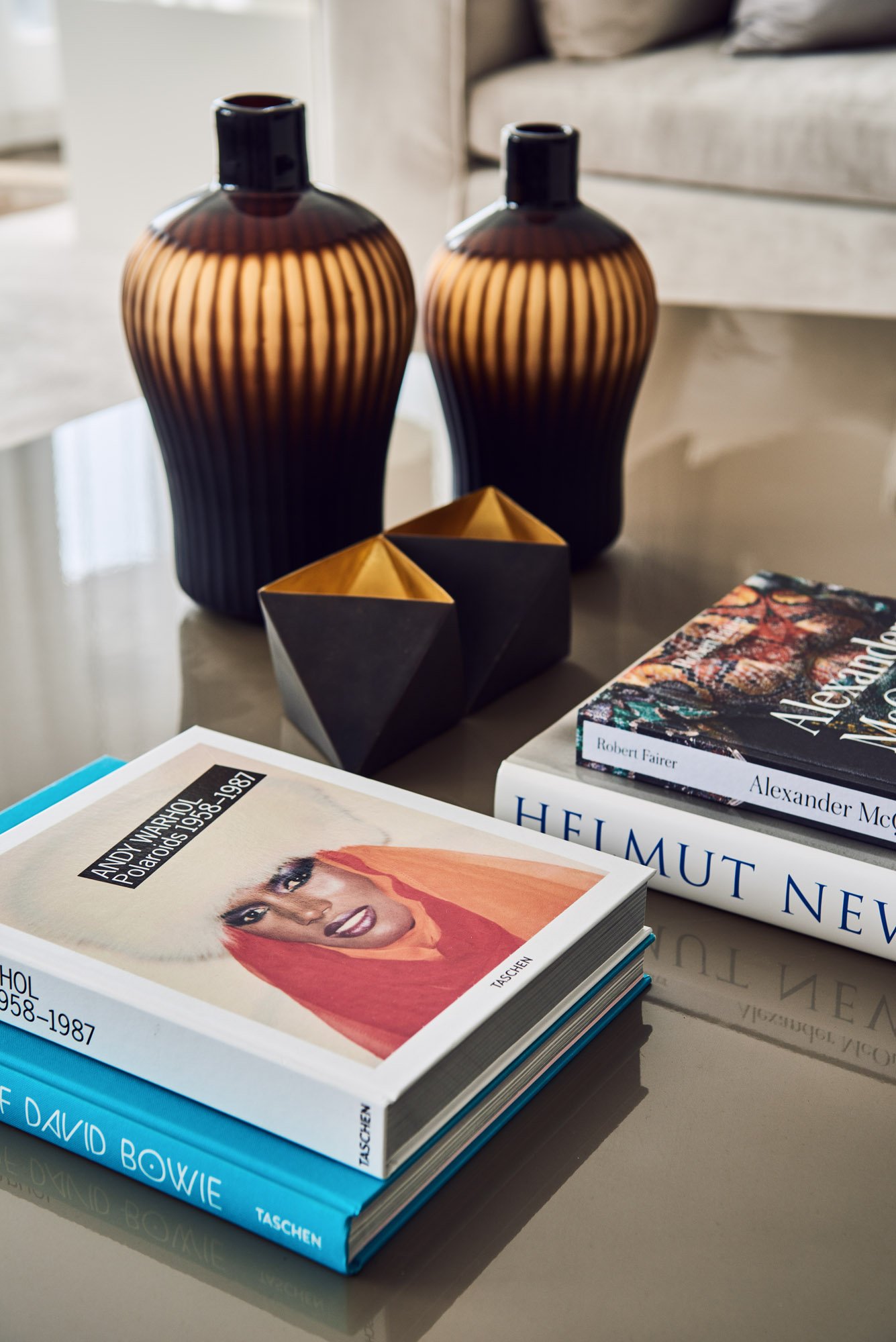 interior design books on table
